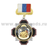 Медаль Стальной черн. крест с красн. кантом Морская пехота СФ (на планке - лента РФ)