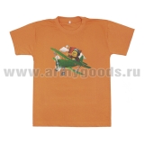 Футболка с рис краской Медвежонок-пилот оранжевая (детская)