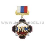 Медаль Стальной черн. крест с красн. кантом Миротворческие силы (на планке - лента РФ)