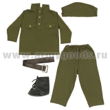 Костюм детский сувенирный Солдатик (гимнастерка, брюки, пилотка, ремень, сапоги (имитация) 2631