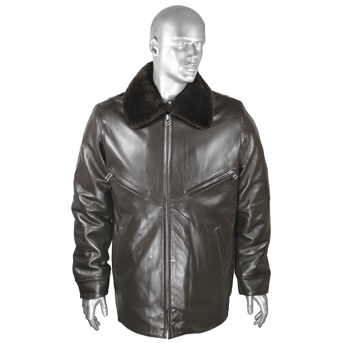 Кртк зим. ВВС (нат.мех) кожаная коричневая (жесткая кожа) (Т)