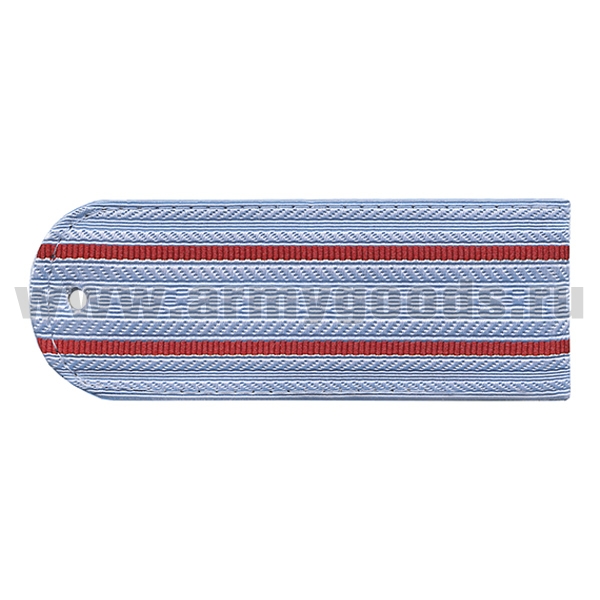 Погоны серо-голубые 2 красн. пр. без канта (Полиция на серо-голубую рубашку) нов/обр 12 см (пластик)