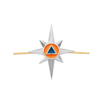 Эмбл. петл. мет. МЧС нов/обр (роза ветров) серебр.