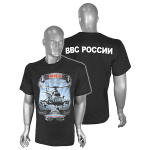 Футболка с рисунком краской ВВС России (МИ-8) черная