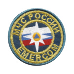 Шеврон вышит. МЧС России EMERCOM (кругл.) бол. (нов/обр) приказ №280 от 29.03.2022 (люрекс)