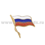 Значок мет. Флажок РФ (с древком) гор. эм на заколке