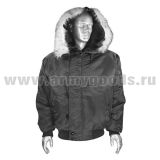 Куртка зим. Аляска Милитари черная укороченная (с расстегивающимся капюшоном)