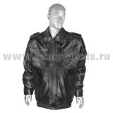 Куртка д/с кожаная черная (низ на резинке) "классика"
