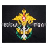 Футболка с вышивкой на груди Войска ПВО (эмблема), черн.