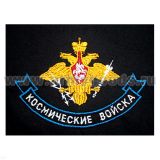 Футболка с вышивкой на груди Космические войска (орел) черн.