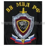 Футболка с вышивкой на груди ВВ МВД РФ (конь) черн.