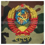 Футболка с вышивкой на груди СССР (герб), зел. КМФ