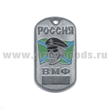 Жетон (нерж. ст., эмал.) Россия ВМФ (череп в черн. фуражке на фоне флага МЧПВ)