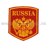 Шеврон пластизолевый Russia (5-уг. с гербом) красн.