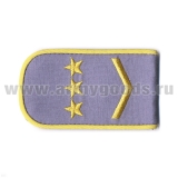 Погоны РЖД вышит. шелк. голубые (1 лычка 3 звезды)