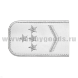 Погоны РЖД вышит. мет. серебр. белые (1 лычка 4 звезды)