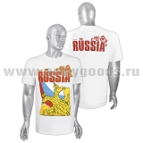 Футболка с рисунком краской  National Team Russia (двуглавый орел ) белая