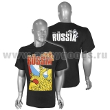 Футболка с рисунком краской  National Team Russia (двуглавый орел ) черная