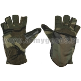 Рукавицы-перчатки с обрез. пальцами (флисовые одинарные) 4-х цветные зеленые
