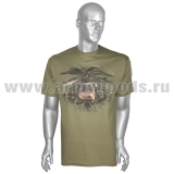 Футболка с рис краской (3D) прорывающийся Вертолет КА-52 (оливковая)