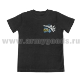 Футболка с вышивкой на груди ВВС (Су-27) черная детская