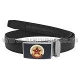 Ремень брючный кожаный черный с цветной бляхой Звезда СА (Армия, авиация, флот)