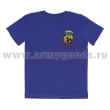 Футболка с вышивкой на груди Никто, кроме нас (тигр, парашют) голубая детская