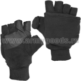 Рукавицы-перчатки с обрез. пальцами (А-109) флисовые черные