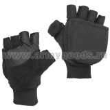Рукавицы-перчатки с обрез. пальцами (А-110) ткань и флис (черные)