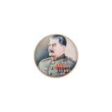 Значок мет. Сталин (круглый, смола, на пимсе)