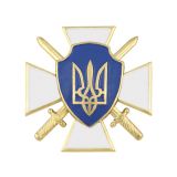 Значок мет. Герб Украины на кресте с мечами (белый)