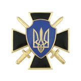 Значок мет. Герб Украины на кресте с мечами (черный)