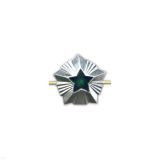 Звезда на погоны мет. 14 мм Общегражданская (серебр. с зел. эмалью)