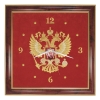 Часы подарочные вышитые на бархате в багетной рамке 35х35 см (Герб РФ)