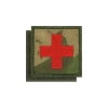 Нашивка вышит. на медицинскую сумку (крест красный) фон - "мох" (A-TACS FG) 60х60 мм (на липучке)