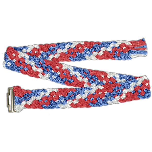 Ремень ДМБ плетеный (сине-бело-красный) (длина 95-105 см)