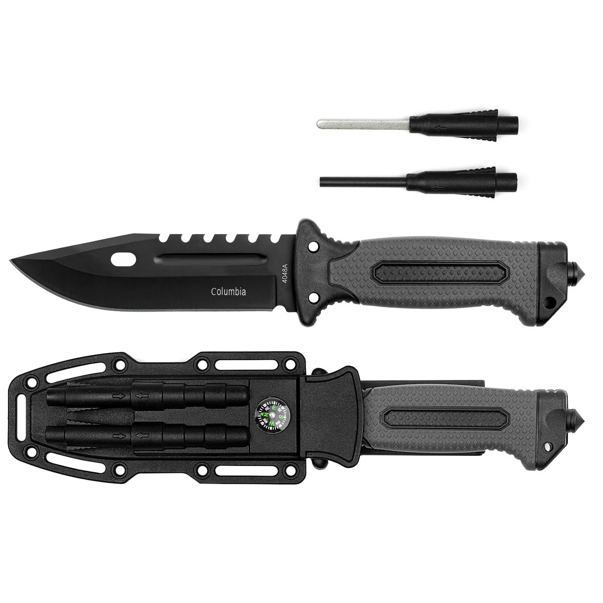 Нож GERBER COLUMBIA в пластиковых ножнах с компасом и огнивом (4048C) общая длина 27 см (рукоять коричневая/серая по наличию)