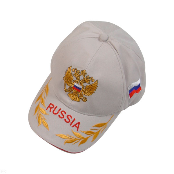 Бейсболка супервышивка Russia с орлом бежевая