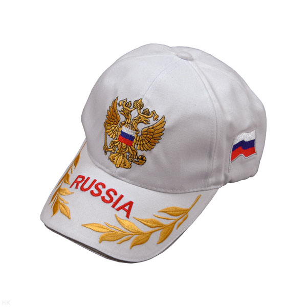 Бейсболка супервышивка Russia с орлом белая