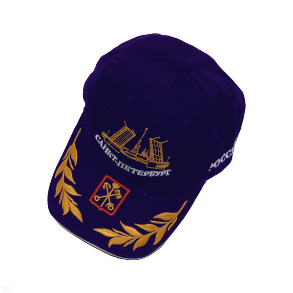 Бейсболка супервышивка Санкт-Петербург (на козырьке герб города) темно-синяя