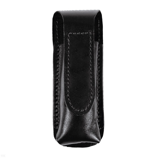 Чехол под обойму ПМ кожаный черный/темно-коричн. с липучкой (водоотталкивающее покрытие)