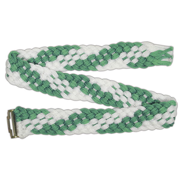 Ремень ДМБ плетеный (бело-зеленый) (длина 95-105 см)