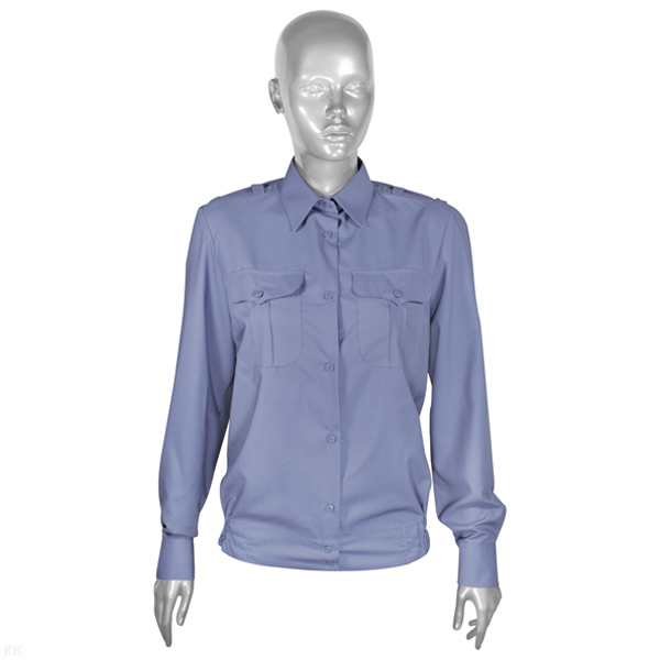 Рубашка форм. офиц. женская (дл.рук.) серо-голубая МВД