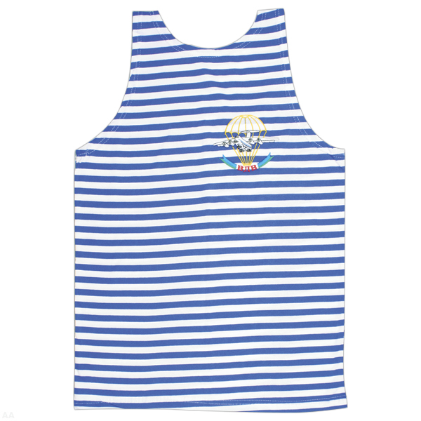 Майка-тельняшка кулирка голубая вышитая ВДВ (самолет)