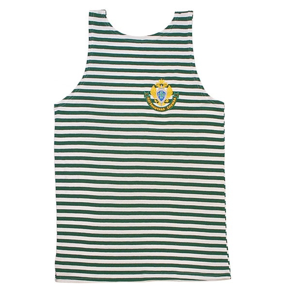 Майка-тельняшка кулирка зелёная вышитая ПС (орел)