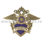 Значок мет. СПб ВИ ВВ МВД России (золотой орел, синяя эмаль)