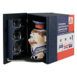 Фляга фарф. (0,5 л) + 3 стекл. рюмки в трехтомнике ГАИшник