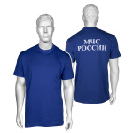 Футболка с надп. краской МЧС России синяя светлая р-ры с 32 по 60