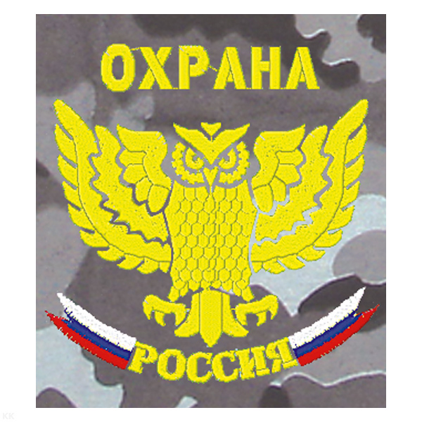 Футболка с вышивкой на груди Охрана (сова) сер. КМФ