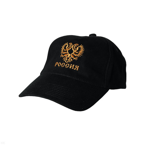 Бейсболка черная вышитая Россия (с орлом)